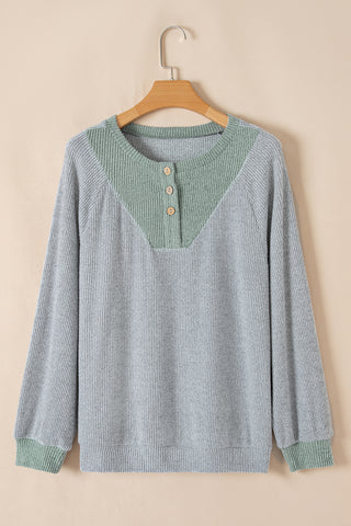 Henley Ribbed Top - Gray