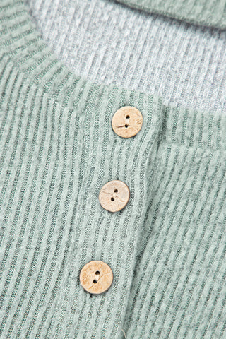 Henley Ribbed Top - Gray