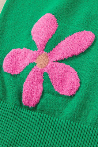Short Sleeve Daisy Sweater - Pink
