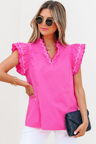 Hot Pink Ruffle Top