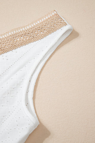 Eyelet V-Neck  Tank Top - White