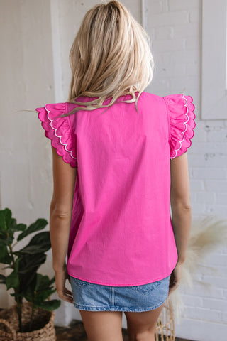 Hot Pink Ruffle Top