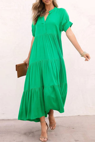 Flowy Solid Maxi Dress - Green