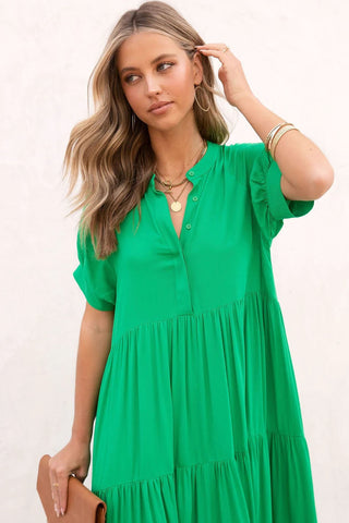 Flowy Solid Maxi Dress - Green