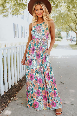 Retro Floral Maxi Dress