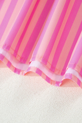 Pink Berry Stripes Ruffle Sleeve Top