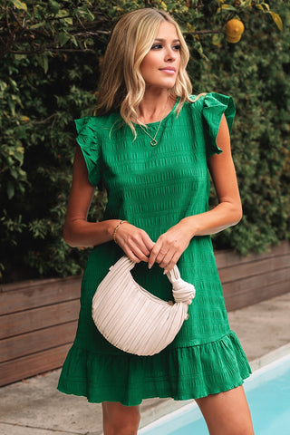 Summer Flounce Textured Dress - Kelly Green