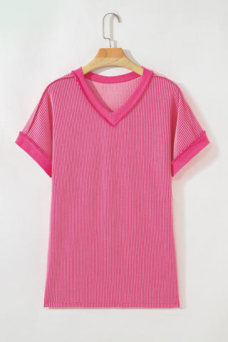 V-Neck Textured - Pink
