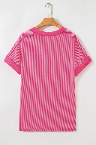 V-Neck Textured - Pink