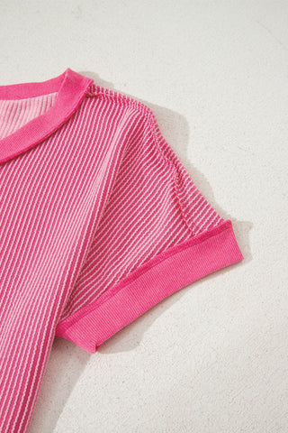 V-Neck Textured - Pink