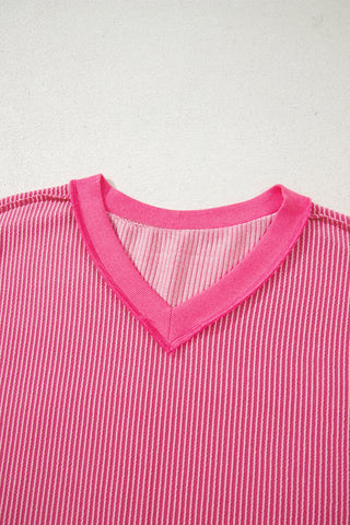V-Neck Textured - Pink