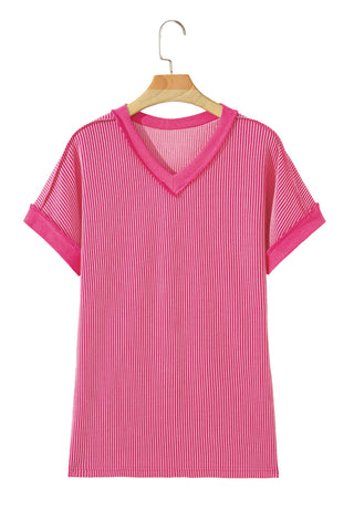 V-Neck Textured - Pink