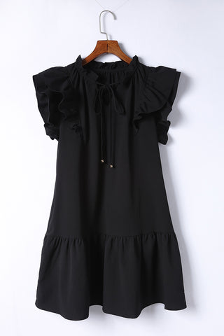 Ruffle Sleeve Dress - Black