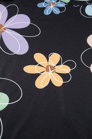Abstract Daisy Sleeveless Top - Black