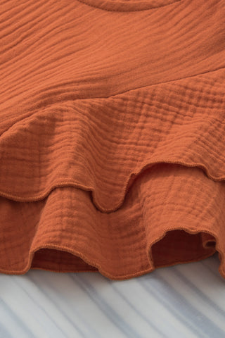 Flutter Sleeve Cotton Top - Orange