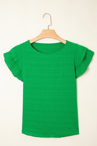 Flutter Sleeve Textured Top - Green