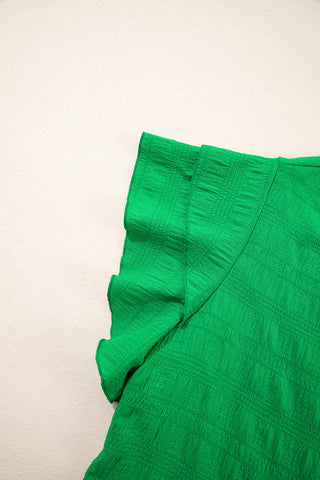 Flutter Sleeve Textured Top - Green