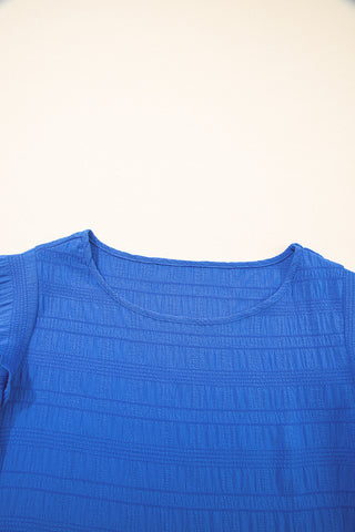 Flutter Sleeve Textured Top - Royal