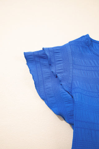 Flutter Sleeve Textured Top - Royal