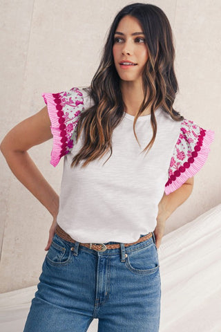 Flutter Sleeve Top - Pink