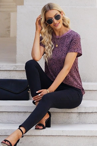 Leopard Print Top - Plum