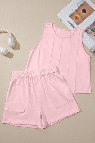 Casual Cotton Two Piece Set - Pink