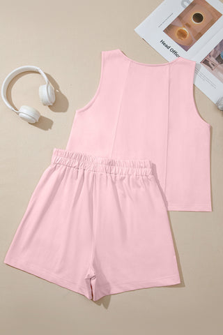 Casual Cotton Two Piece Set - Pink