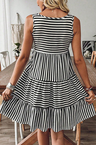 Striped Swing Dress - Black