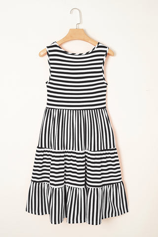 Striped Swing Dress - Black