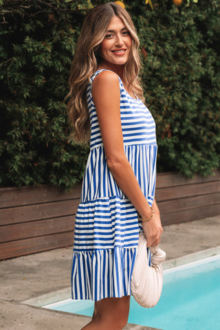 Striped Swing Dress - Blue