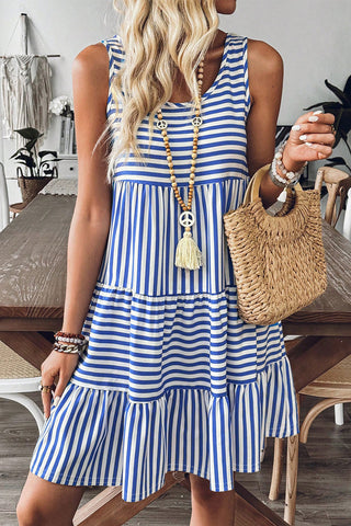 Striped Swing Dress - Blue