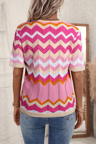 Short Sleeve Sweater - Pink