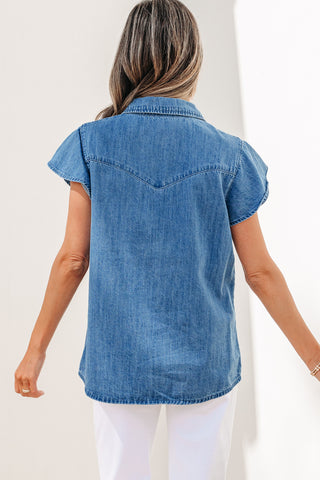 Flutter Sleeve Denim Top