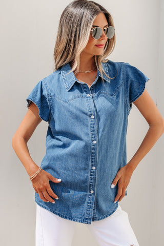 Flutter Sleeve Denim Top