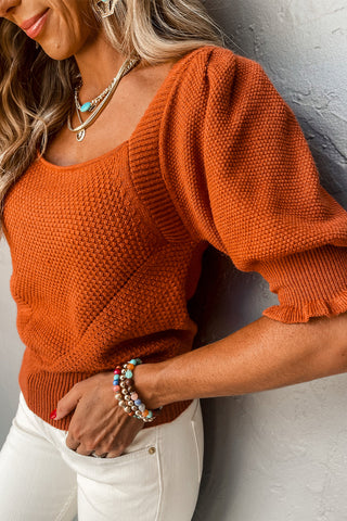 Half Sleeve Sweater - Rust