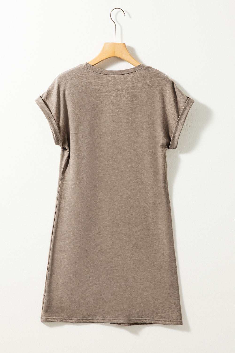 rolled sleeve t shirt dress ROLLED SLEEVE T-SHIRT DRESS 3X / ASH MOCHA / 95% RAYON 5%SPANDEX