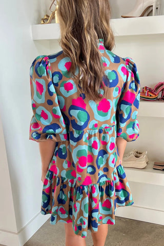 Colorful Leopard Print Shift Dress