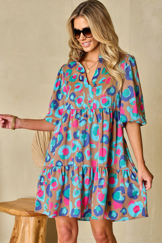 Colorful Leopard Print Shift Dress