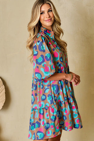 Colorful Leopard Print Shift Dress