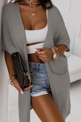 Dolman Sleeve Cardigan - Gray