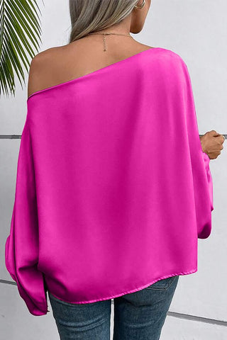 Off Shoulder Silky Top - Hot Pink