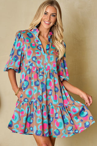 Colorful Leopard Print Shift Dress