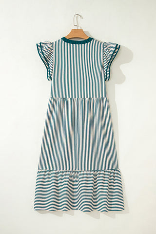 Striped Midi Dress - Green