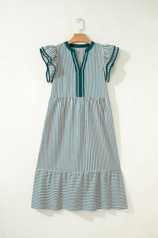 Striped Midi Dress - Green