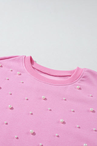 Pearl Detail Banded Bottom Top - Pink