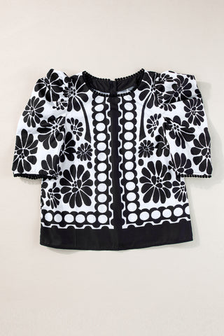 Damask Puff Sleeve Top