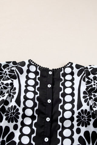 Damask Puff Sleeve Top