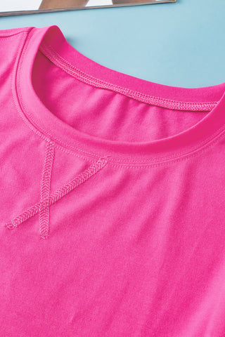 3/4 Sleeve Solid Tee - Hot Pink