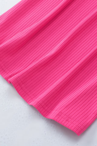 Ribbed Half Sleeve Top - Pink