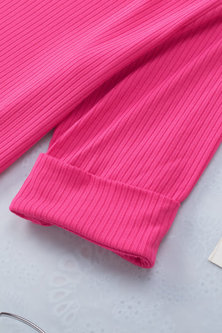 Ribbed Half Sleeve Top - Pink